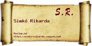 Simkó Rikarda névjegykártya